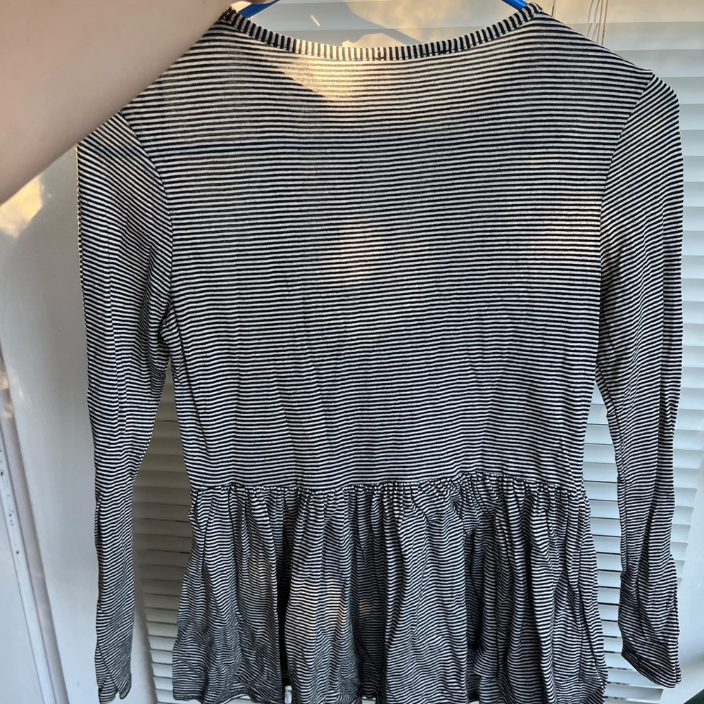 Grey and black striped peplum blouse size small